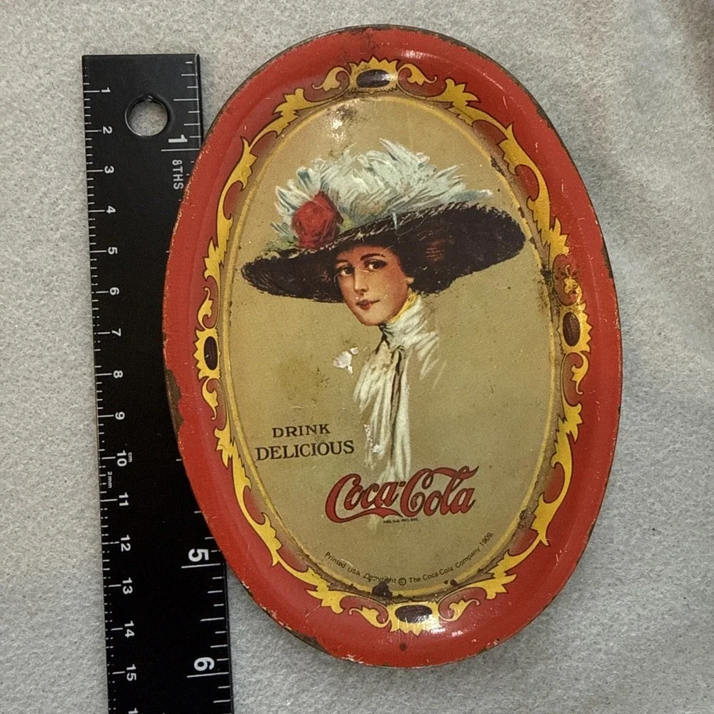 Vintage Coca Cola Mini Tip Tray 1909 Hamilton King Lady Reproduction 1970s